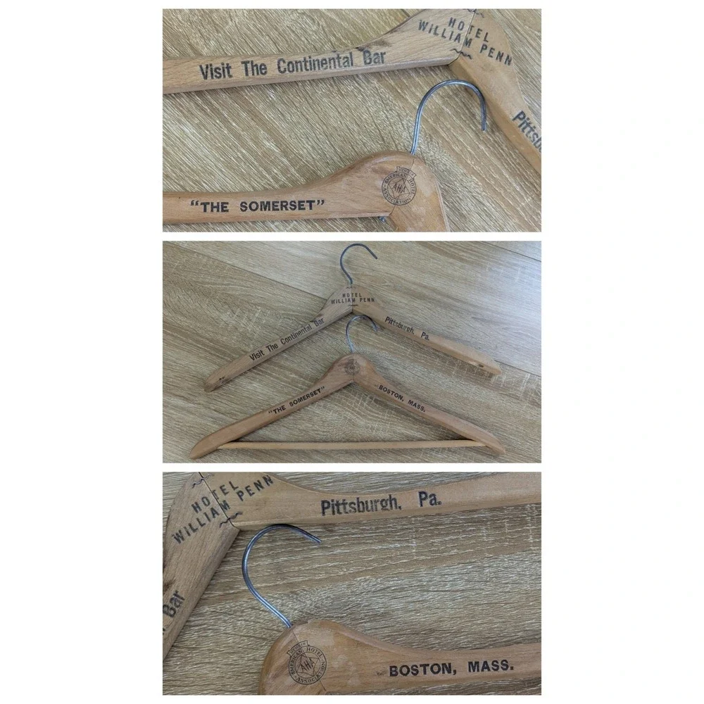 Vintage Wood Clothing Hanger SOMERSET Boston Continental Bar